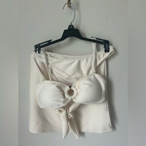 House of Harlow 1960 ribbed Cream 3 piece bikini Set